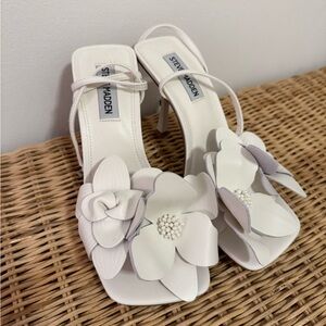 Steve Madden 3D Flower White Heels